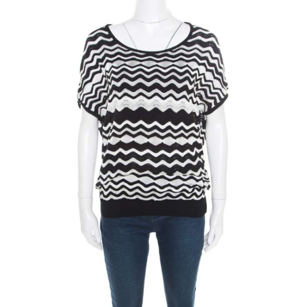 M by Missoni Monochrome Wave Knit Top
